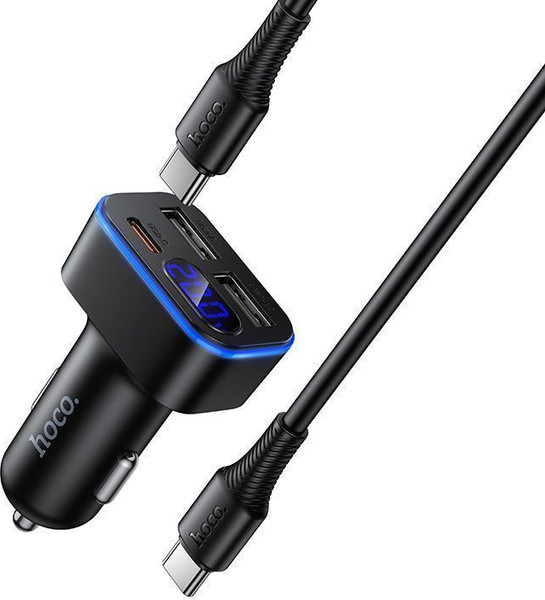 Изображение товара Зарядное устройство автомобильное Hoco Z63A + кабель Type-C-Type-C (черный)