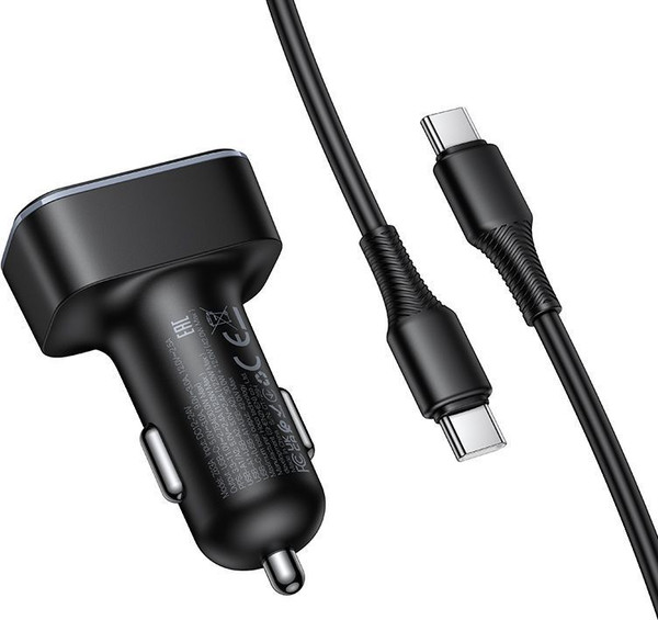 Изображение товара Зарядное устройство автомобильное Hoco Z63A + кабель Type-C-Type-C (черный)