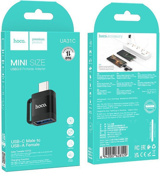Изображение товара Адаптер Hoco UA31C Type-C-USB 3.0 (черный)