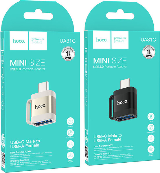 Изображение товара Адаптер Hoco UA31C Type-C-USB 3.0 (серый)