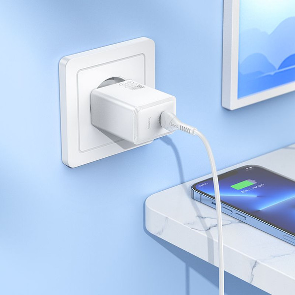 Изображение товара Зарядное устройство сетевое Hoco N70+кабель Lightning-Type-C (белый)