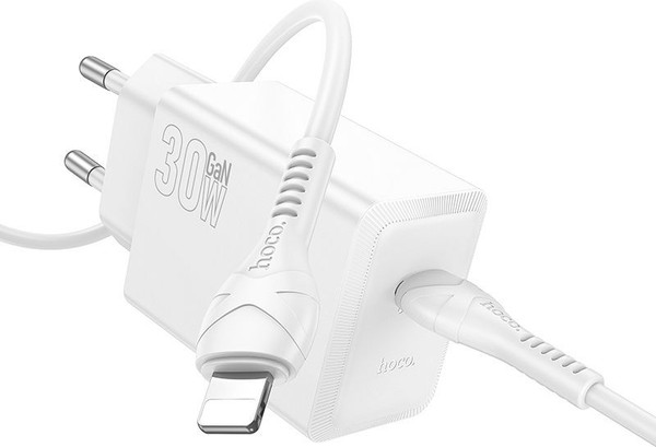 Изображение товара Зарядное устройство сетевое Hoco N70+кабель Lightning-Type-C (белый)