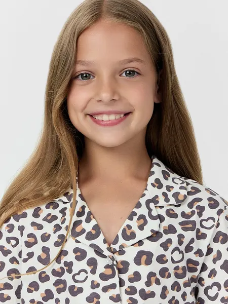 Изображение товара Пижама детская Mark Formelle 567745 (р.122-60, леопардовые сердечки на молоке)