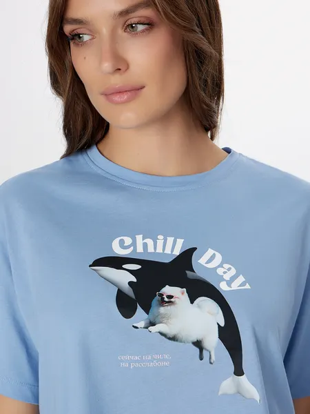 Изображение товара Пижама Mark Formelle 592444 (р.164/170-84-90, темно-голубой/собачки на голубом)