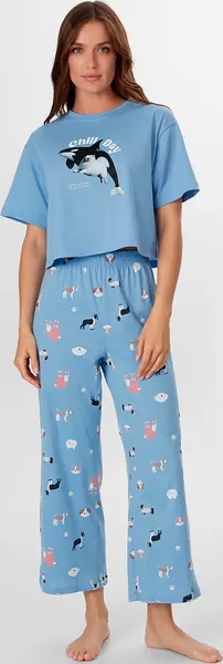 Изображение товара Пижама Mark Formelle 592444 (р.164/170-84-90, темно-голубой/собачки на голубом)