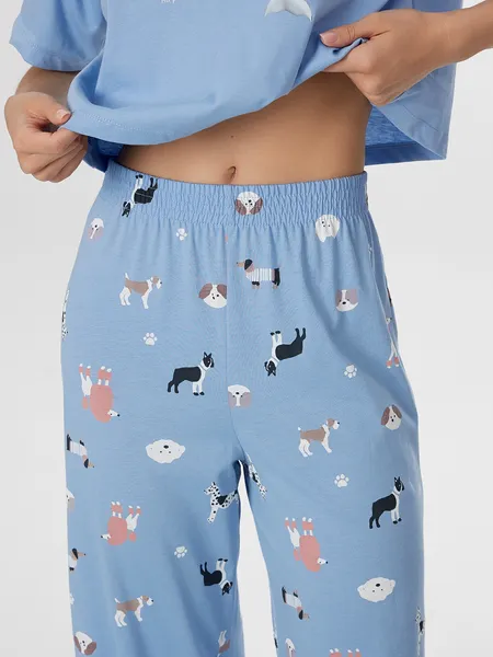 Изображение товара Пижама Mark Formelle 592444 (р.164/170-84-90, темно-голубой/собачки на голубом)