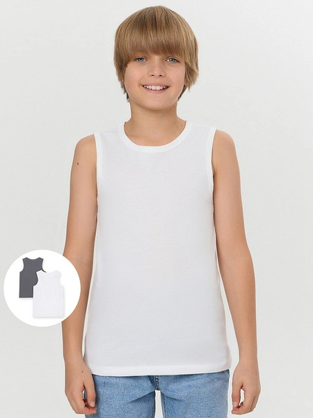 Изображение товара Комплект маек детских Mark Formelle 423344-2 (р.164-84, белый/темно-серый)