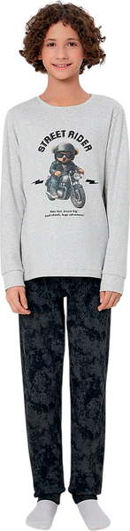Изображение товара Пижама детская Mark Formelle 563326 (р.104-56-51, серый меланж 4306-А/варка на черном)