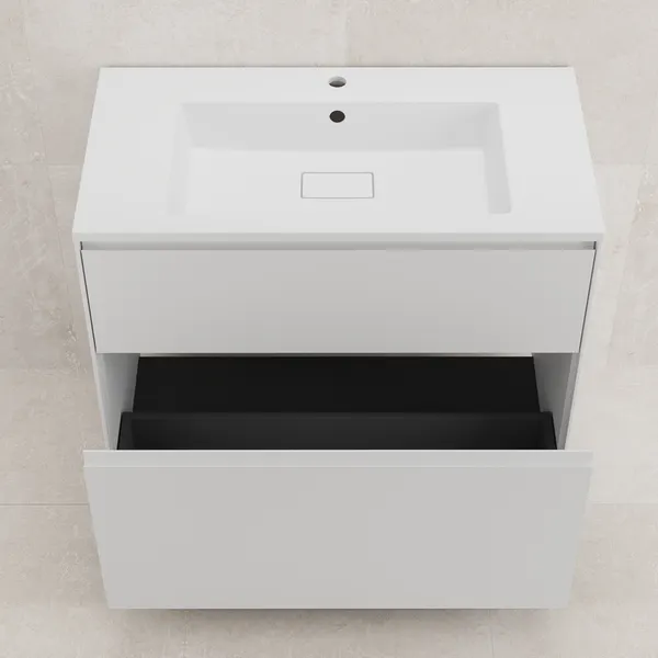 Изображение товара Тумба под умывальник Symbolite Лима 90 Line Plus 2 ящика (белый матовый)