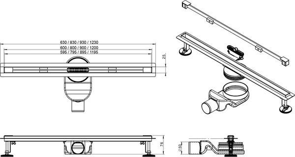 Изображение товара Трап для душа Roxen Slim GunMetal 91060-90GM