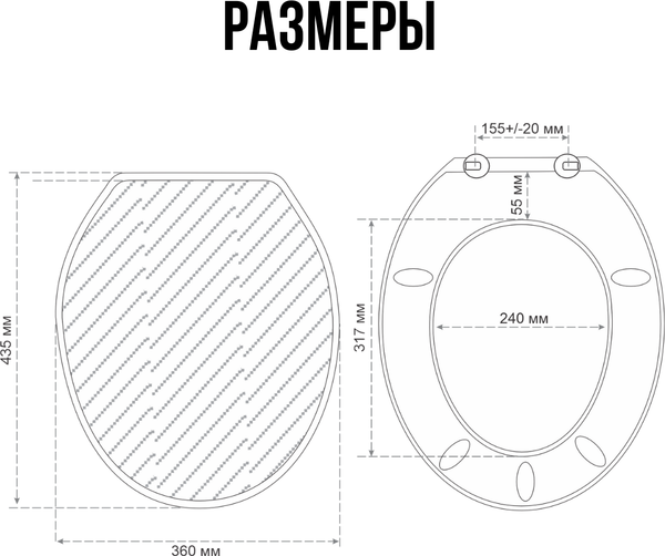 Изображение товара Сиденье для унитаза Еврокомфорт Океан Lux Белый мрамор с рисунком 003768 (жесткое)