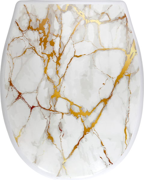 Изображение товара Сиденье для унитаза Еврокомфорт Океан Lux Белый мрамор с рисунком 003768 (жесткое)