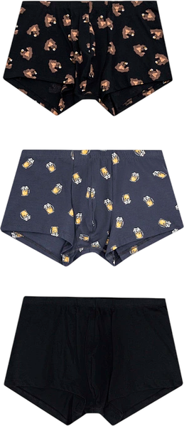 Изображение товара Комплект мужских трусов Mark Formelle 411122-3 (р.94-104, пиво на грозе/черный/медведи на черном)