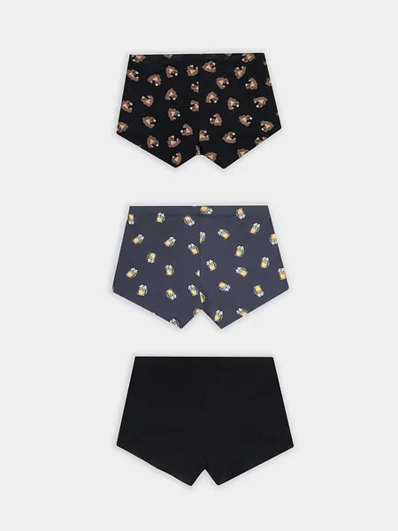 Изображение товара Комплект мужских трусов Mark Formelle 411122-3 (р.94-104, пиво на грозе/черный/медведи на черном)