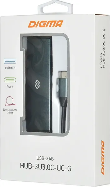 Изображение товара USB-хаб Digma HUB-3U3.0С-UC-G (серый)