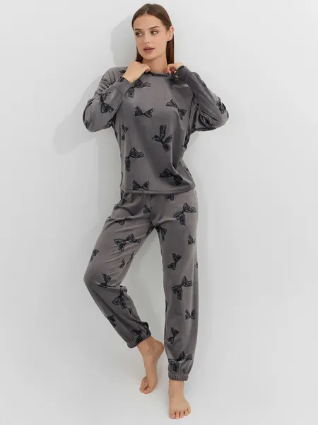 Изображение товара Пижама Mark Formelle 592618 (р.164/170-108-114, бантики на сером)