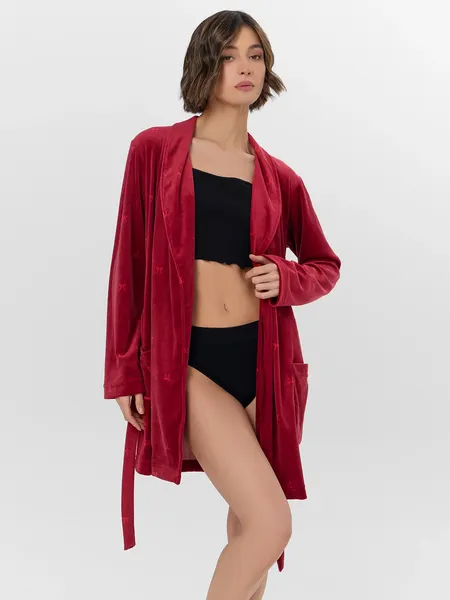 Изображение товара Халат Mark Formelle 552293 (р.164/170-96-102, бантики на бордовом)