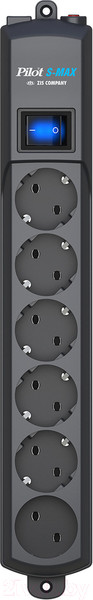 Изображение товара Сетевой фильтр Pilot S-Max (7м, 6 розеток, серый)