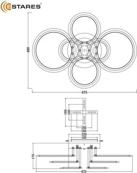 Изображение товара Люстра Estares Europa 80W 6R-IRC-675x480x175-CHROME/WHITE-220-IP20