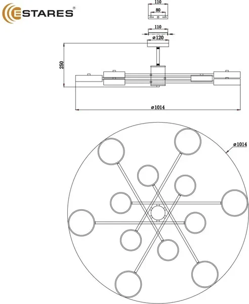 Изображение товара Люстра Estares Mateo 150W 12R-ON/OFF-1014x250-WHITE/WHITE-220-IP20
