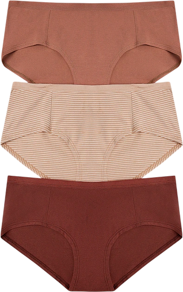 Изображение товара Комплект женских трусов Mark Formelle 412263-3 (р.98, бежевая полоска/молочный шоколад/корица)