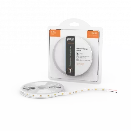 Изображение товара Светодиодная лента Gauss Basic LED 5050/60 12V 8W/m 900lm/m 3000K 10mm IP20 / BT024 (5м)
