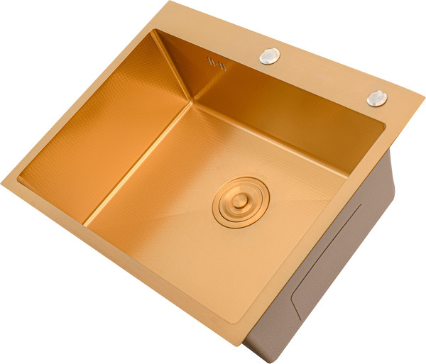 Изображение товара Мойка кухонная Astir Decor PVD Gold 60x50G (с сифоном, дозатором и коландером)