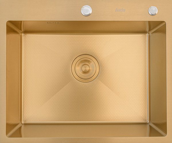 Изображение товара Мойка кухонная Astir Decor PVD Gold 60x50G (с сифоном, дозатором и коландером)