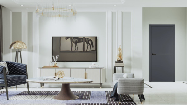 Изображение товара Дверь межкомнатная Emalex Basic 1 90x200 (Steel/ABS Black/молдинг черный)