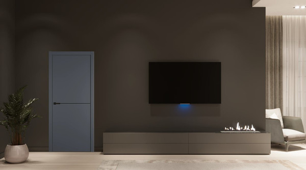 Изображение товара Дверь межкомнатная Emalex Basic 1 90x200 (Steel/ABS Black/молдинг черный)