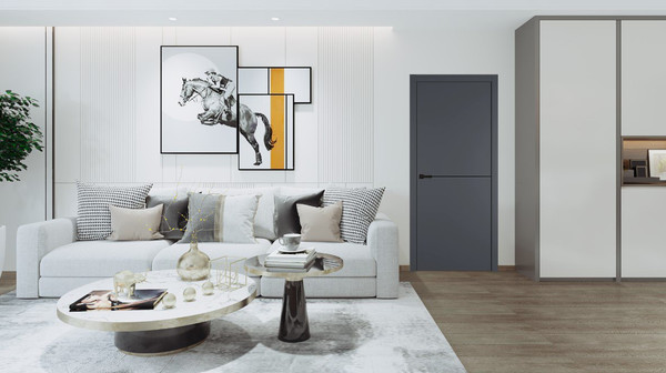 Изображение товара Дверь межкомнатная Emalex Basic 1 90x200 (Steel/ABS Black/молдинг черный)