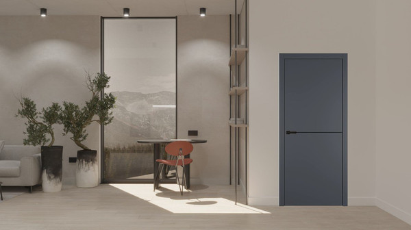 Изображение товара Дверь межкомнатная Emalex Basic 1 90x200 (Steel/ABS Black/молдинг черный)