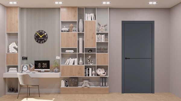 Изображение товара Дверь межкомнатная Emalex Basic 1 90x200 (Steel/ABS Black/молдинг черный)