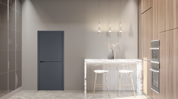 Изображение товара Дверь межкомнатная Emalex Basic 1 90x200 (Steel/ABS Black/молдинг черный)