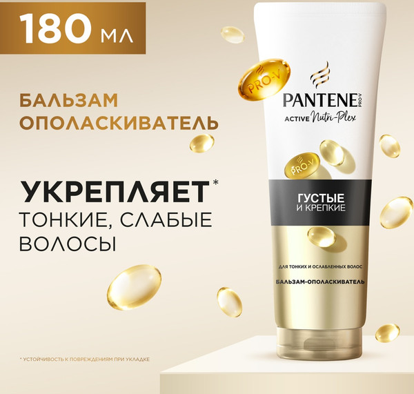 Изображение товара Набор косметики для волос PANTENE Густые и крепкие шампунь+Бальзам-ополаскиватель (250мл+180мл)