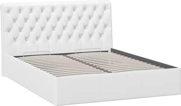 Изображение товара Двуспальная кровать ТриЯ Скарлет универсальная тип 1 с ПМ и заглушиной 160x200 (экокожа белый)