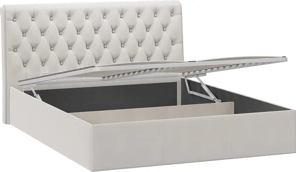 Изображение товара Двуспальная кровать ТриЯ Скарлет универсальная тип 1 с ПМ и заглушиной 160x200 (велюр бежевый)