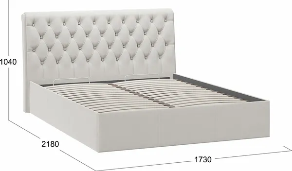 Изображение товара Двуспальная кровать ТриЯ Скарлет универсальная тип 1 с ПМ и заглушиной 160x200 (велюр бежевый)