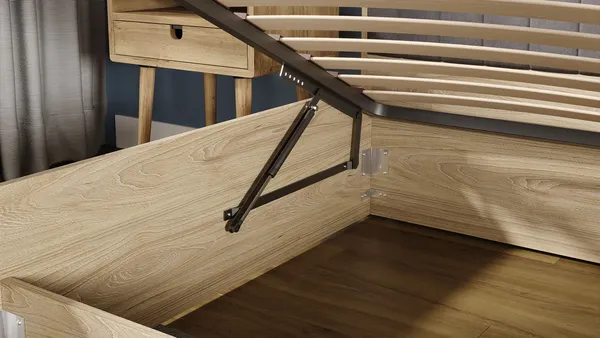 Изображение товара Двуспальная кровать ТриЯ Сэнди с ПМ Тип 2 160x200 с заглушиной (вяз благородный/велюр графит)