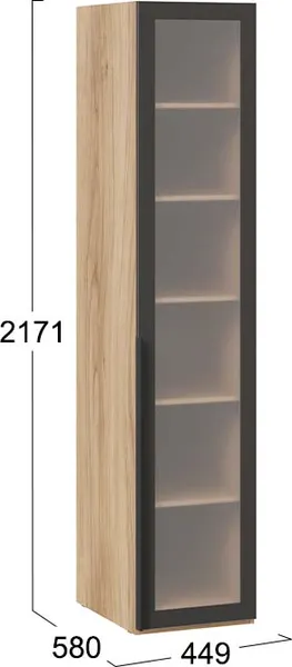 Изображение товара Шкаф-пенал с витриной ТриЯ Порто СМ-393.07.008 с 1 дверью со стеклом (яблоня беллуно/графит/стекло сатин черное)