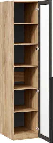 Изображение товара Шкаф-пенал с витриной ТриЯ Порто СМ-393.07.008 с 1 дверью со стеклом (яблоня беллуно/графит/стекло сатин черное)