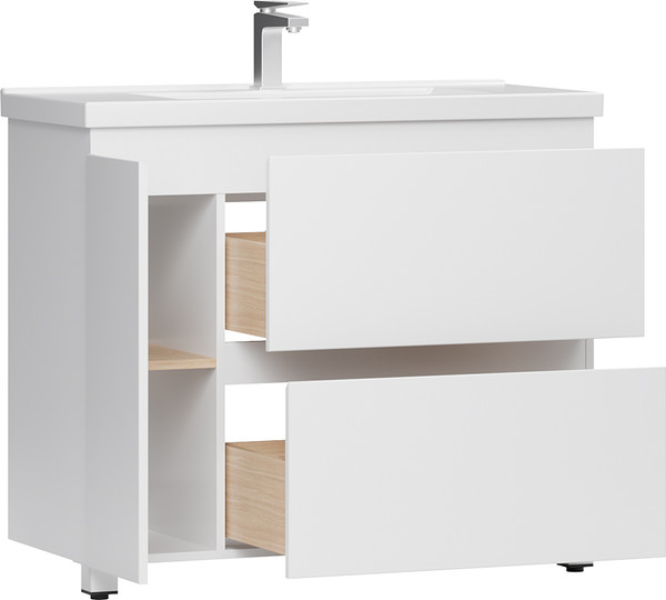 Изображение товара Тумба с умывальником Belux Неаполь Н 100-02 + Тобаго 100 ФС (1, белый глянцевый)