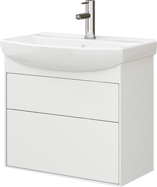 Изображение товара Тумба с умывальником Belux Клермонт Н60-02 + Мебельный Клермонт 60 (1, белый глянцевый, с отверстием и креплением)