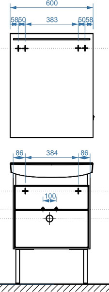 Изображение товара Тумба с умывальником Belux Клермонт Н60-02 + Мебельный Клермонт 60 (1, белый глянцевый, с отверстием и креплением)