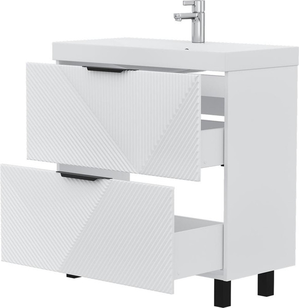 Изображение товара Тумба с умывальником Volna Geometry 80.2Y 9696 + Lake 80 (белый)