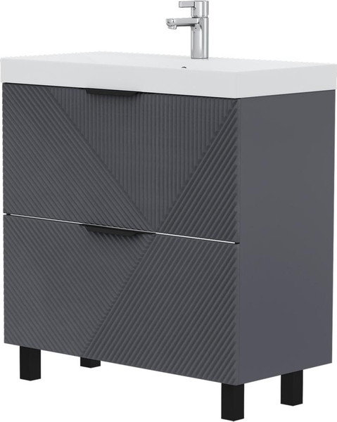 Изображение товара Тумба с умывальником Volna Geometry 80.2Y 9696 + Lake 80 (графит)
