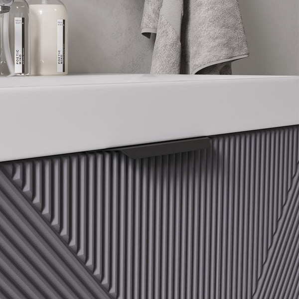 Изображение товара Тумба с умывальником Volna Geometry 80.2Y 9696 + Lake 80 (графит)