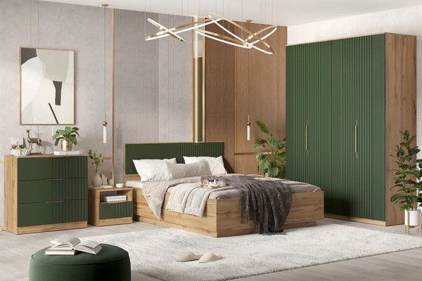 Изображение товара Двуспальная кровать Речицадрев Адель Р396.07 (дуб вотан/грин)