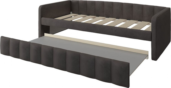 Изображение товара Кровать-тахта Bravo Мебель Молли 90x200 с выкатной частью стандарт 3 вариант (серый графит)
