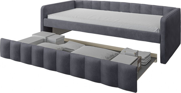 Изображение товара Кровать-тахта Bravo Мебель Молли 90x200 с выкатной частью стандарт 4 вариант (сине-серый)